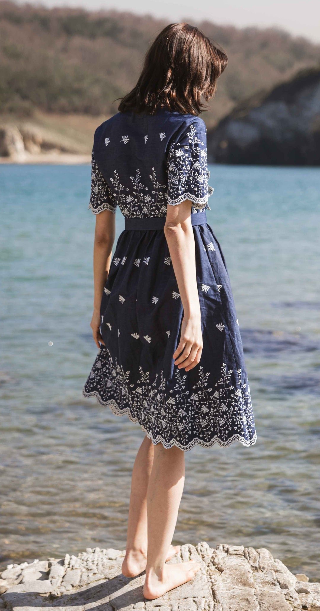 Midi Embroidered Shirt Dress