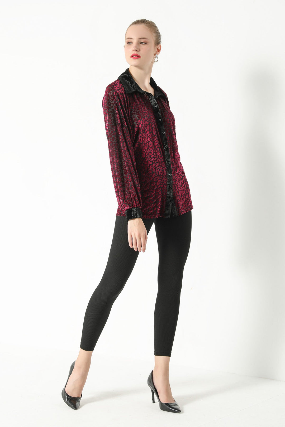 LEOPARD PRINT VELVET SHIRT