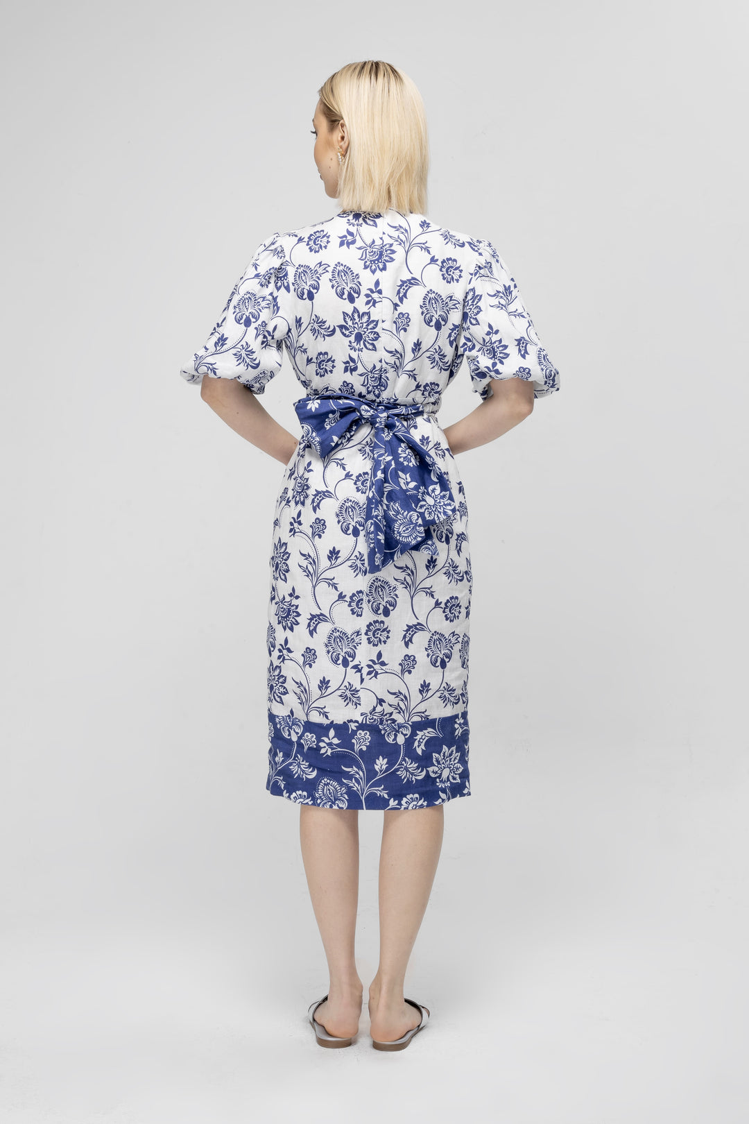 FLORAL PRINTED LINEN DRESS